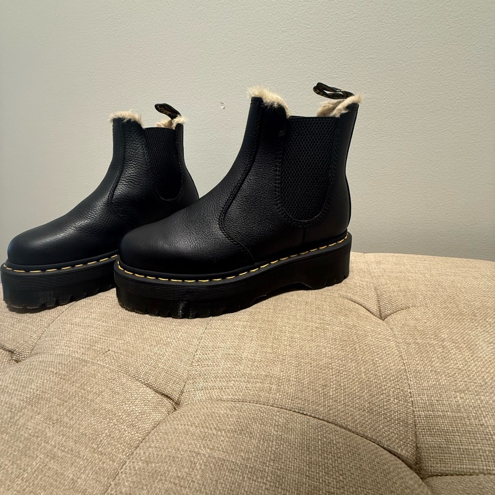 Dr. Martens Chelsea Quad Platform Fur Lined